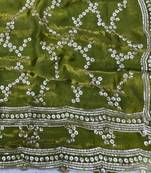 Olive Color Sequence Work Silk Saree