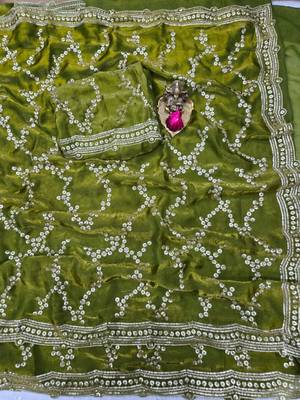 Olive Color Sequence Work art silk saree 2