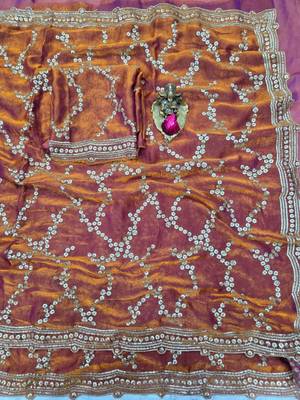 Orange Color Sequence Work art silk saree 3