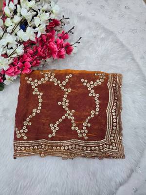 Orange Color Sequence Work art silk saree 1