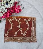 Orange Color Sequence Work Silk Saree