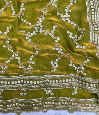 Parrot Green  Color Sequence Work art silk saree 2