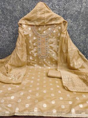 Embroidered unstitched salwar suit with woven dupatta 3