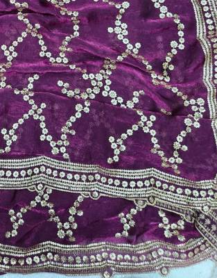 Purple Color Sequence Work art silk saree 1