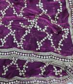 Purple Color Sequence Work Silk Saree