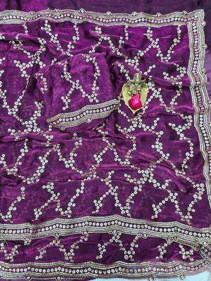 Purple Color Sequence Work art silk saree 2