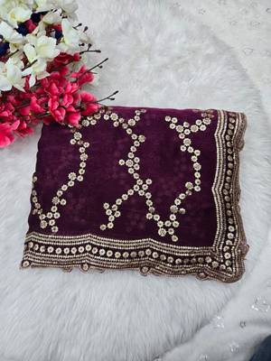 Purple Color Sequence Work art silk saree 3