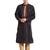 Black art silk straight stitched kurta for men's
