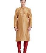 Chiku art silk straight stitched kurta for men's