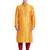 Yellow art silk straight stitched kurta for men's