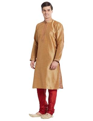 Chiku Art silk straight stitched kurta for men's 2