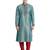 Green art silk straight embroidery kurta for men's