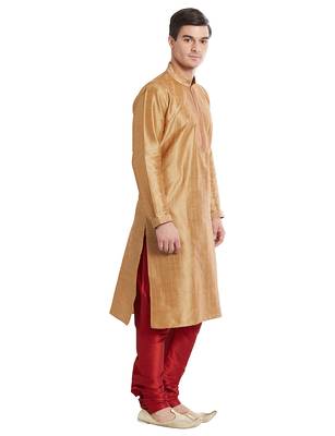 Chiku Art silk straight stitched kurta for men's 3