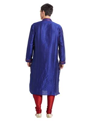 Purple Art silk straight stitched kurta for men's 4