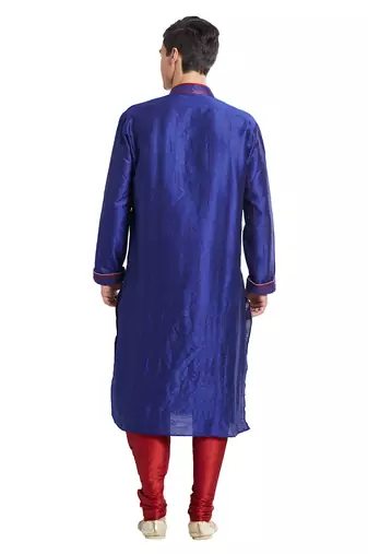 Purple art silk straight stitched kurta for men's