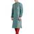 Green art silk straight embroidery kurta for men's