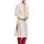 Cream art silk straight stitched kurta for men's