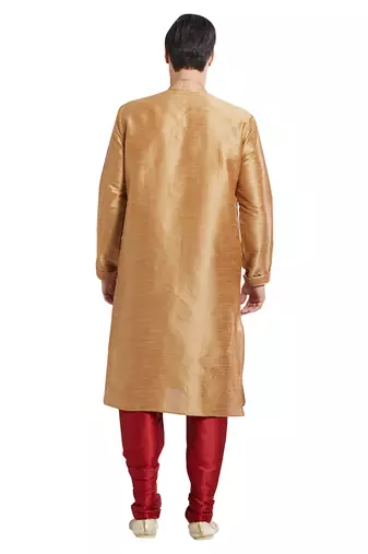 Chiku art silk straight stitched kurta for men's