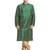 Green art silk straight stitched kurta for men's