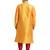 Yellow art silk straight stitched kurta for men's