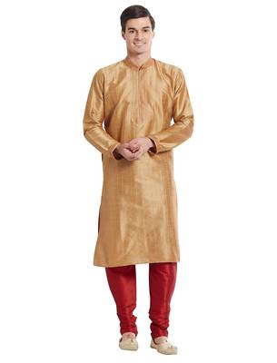 Chiku Art silk straight stitched kurta for men's 5