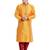 Yellow art silk straight stitched kurta for men's