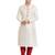 Cream art silk straight stitched kurta for men's