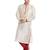 Cream art silk straight stitched kurta for men's