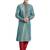Green art silk straight embroidery kurta for men's