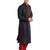 Black art silk straight stitched kurta for men's