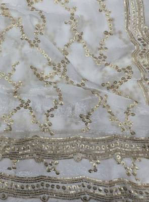 White Color Sequence Work art silk saree 2