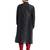 Black art silk straight stitched kurta for men's