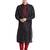 Black art silk straight stitched kurta for men's