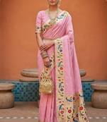Baby pink  faux banarasi silk saree with paithani rich weaved pallu and blouse