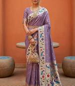 Lavender faux banarasi silk saree with paithani rich weaved pallu and blouse