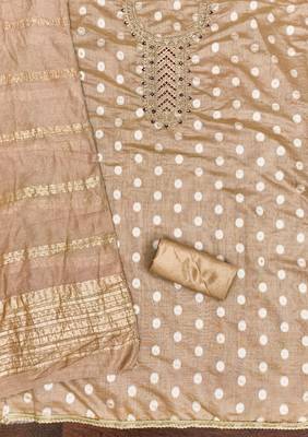 Embroidered unstitched salwar suit with woven dupatta 4