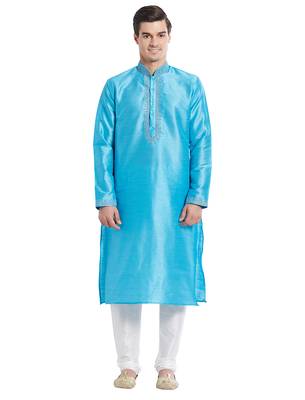Firozi Art silk straight embroidery kurta for men's 1