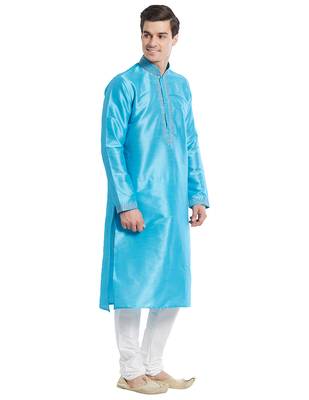 Firozi Art silk straight embroidery kurta for men's 3