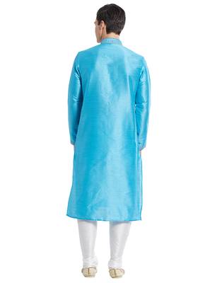 Firozi Art silk straight embroidery kurta for men's 4