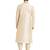 Fawn art silk straight embroidery kurta for men's