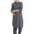 Dark grey coton straight plain pathani for men's
