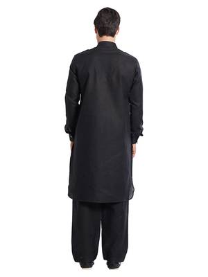 Black coton straight plain pathani for men's 4