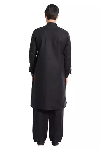 Black coton straight plain pathani for men's