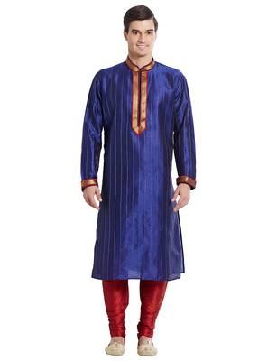 Purple Art silk straight stitched kurta for men's 1
