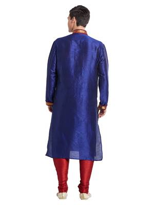 Purple Art silk straight stitched kurta for men's 4