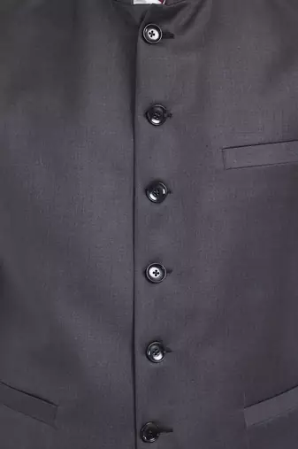 Dark grey cotton straight plain nehru jacket for men's