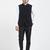 Black cotton straight plain nehru jacket for men's
