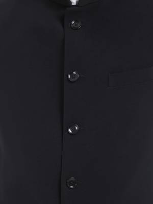 Black cotton straight plain nehru jacket for men's 5