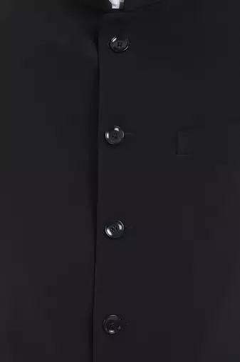 Black cotton straight plain nehru jacket for men's