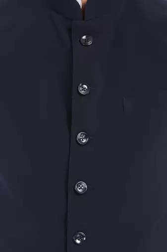 Dark blue cotton straight plain nehru jacket for men's